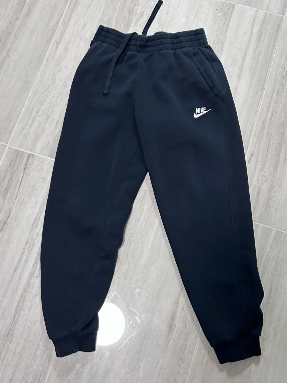 Nike Youth Black Joggers with White Swoosh